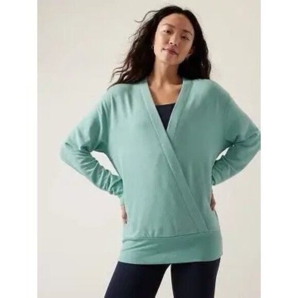 Athleta Sweaters - Athleta Purana V-Neck Wrap Sweatshirt Mint Medium